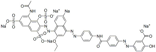 6859-12-7 5-[[4-[[4-[[4-[[8-Acetylamino-1-hydroxy-3,6-bis(sodiosulfo)-2-naphthalenyl]azo]-3-ethoxy-7-sodiosulfo-1-naphthalenyl]azo]phenyl]aminocarbonyl]phenyl]azo]-2-hydroxybenzoic acid sodium salt