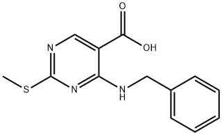 4-(BENZYLAMINO)-2-(METHYLTHIO)PYRIMIDINE-5-CARBOXYLIC ACID Structure