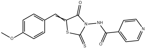 N-[5-[(4-Methoxyphenyl)methylene]-4-oxo-2-thioxo-3-thiazolidinyl]-4-pyridinecarboxamide Struktur