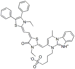 2-[[3-ethyl-5-[(3-ethyl-4,5-diphenyl-(3H)-thiazol-2-ylidene)ethylidene]-4-oxothiazolidin-2-ylidene]methyl]-4-methyl-1-(4-sulphonatobutyl)pyrimido[1,2-a]benzimidazolium|