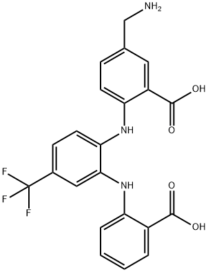 Benzoic  acid,  5-(aminomethyl)-2-[[2-[(2-carboxyphenyl)amino]-4-(trifluoromethyl)phenyl]amino]- Structure