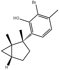 2-Bromo-6-[(1S,2R,5R)-1,2-dimethylbicyclo[3.1.0]hexan-2-yl]-3-methylphenol Struktur