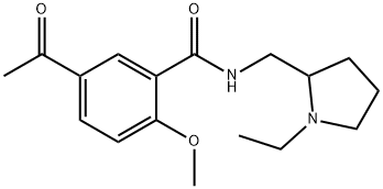 5-アセチル-N-[(1-エチルピロリジン-2-イル)メチル]-2-メトキシベンズアミド 化学構造式