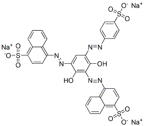 4,4'-[[2,4-Dihydroxy-5-[(4-sulfophenyl)azo]-1,3-phenylene]bis(azo)]bis(1-naphthalenesulfonic acid)trisodium salt Struktur