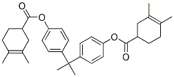Bis(3,4-dimethyl-3-cyclohexene-1-carboxylic acid)(1-methylethylidene)bis(4,1-phenylene) ester Structure