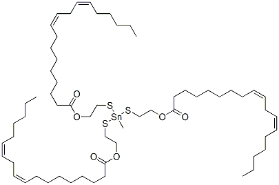 (methylstannylidyne)tris(thioethane-1,2-diyl) tris[(9Z,12Z)-octadeca-9,12-dienoate] Structure