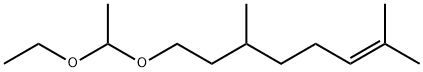 アセトアルデヒド3,7-ジメチル-6-オクテニルエチルアセタール 化学構造式