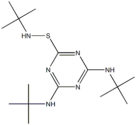 N-tert-butyl-4,6-bis(tert-butylamino)-1,3,5-triazine-2-sulphenamide Struktur
