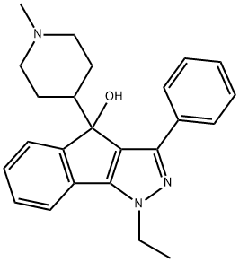 1,4-Dihydro-1-ethyl-4-(1-methyl-4-piperidyl)-3-phenylindeno[1,2-c]pyrazol-4-ol Struktur