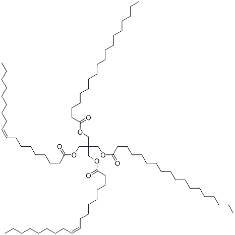 ジ[(Z)-9-オクタデセン酸]2,2-ビス[[(1-オキソオクタデシル)オキシ]メチル]-1,3-プロパンジイル 化学構造式