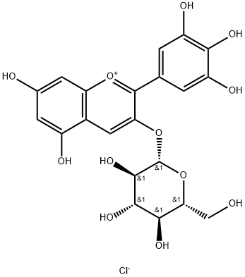 6906-38-3 3-(β-D-グルコピラノシルオキシ)-5,7-ジヒドロキシ-2-(3,4,5-トリヒドロキシフェニル)-1-ベンゾピリリウム