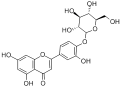 4'-(β-D-グルコピラノシルオキシ)-3',5,7-トリヒドロキシフラボン 化学構造式