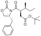 3-(4-Benzyl-2-oxo-oxazolidine-3-carbonyl)-4-methyl-hexanoic acid tert-butyl ester Struktur