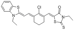 4-THIAZOLIDINONE, 5-[[2-CHLORO-3-[(3-ETHYL-2(3H)-BENZOTHIAZOLYLIDENE)ETHYLIDENE]-1-CYCLOHEXEN-1-YL]METHYLENE]-3-ETHYL-2-THIOXO- 化学構造式