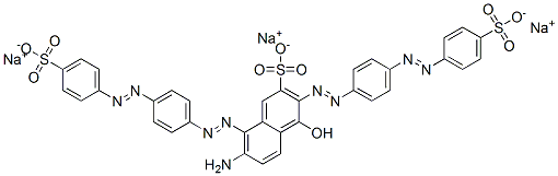 2-Naphthalenesulfonic acid, 7-amino-4-hydroxy-3,8-bis[[4-[(4-sulfophen yl)azo]phenyl]azo]-, trisodium salt Structure