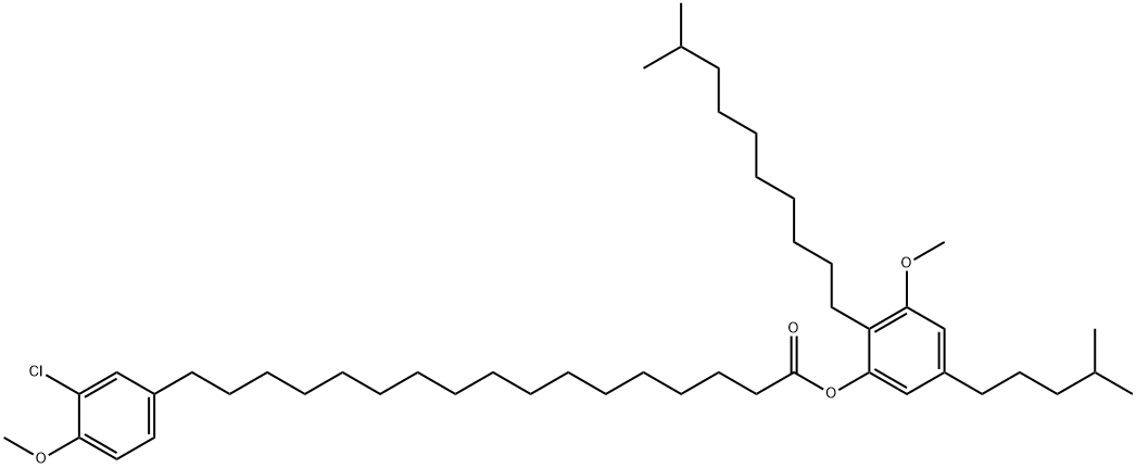 3-クロロ-4-メトキシベンゼンヘプタデカン酸3-メトキシ-2-(9-メチルデシル)-5-(4-メチルペンチル)フェニル 化学構造式