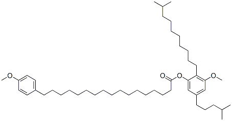 17-(4-Methoxyphenyl)heptadecanoic acid 3-methoxy-2-(9-methyldecyl)-5-(4-methylpentyl)phenyl ester Struktur