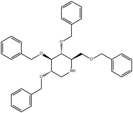 Piperidine,3,4,5-tris(phenylmethoxy)-2-[(phenylmethoxy)methyl]-,(2R,3R,4R,5S)- 化学構造式