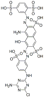 4-amino-6-[[5-[(4-amino-6-chloro-1,3,5-triazin-2-yl)amino]-2-sulphophenyl]azo]-3-[(2,5-disulphophenyl)azo]-5-hydroxynaphthalene-2,7-disulphonic acid Struktur