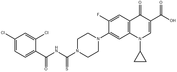 3-Quinolinecarboxylic acid, 1-cyclopropyl-7-[4-[[(2,4-dichlorobenzoyl)aMino]thioxoMethyl]-1-piperazinyl]-6-fluoro-1,4-dihydro-4-oxo- Structure