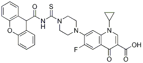 3-Quinolinecarboxylic acid, 1-cyclopropyl-6-fluoro-1,4-dihydro-4-oxo-7-[4-[thioxo[(9H-xanthen-9-ylcarbonyl)aMino]Methyl]-1-piperazinyl]- 结构式