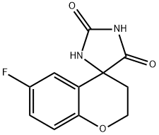 6-フルオロ-4-クロマノンヒダントイン 化学構造式
