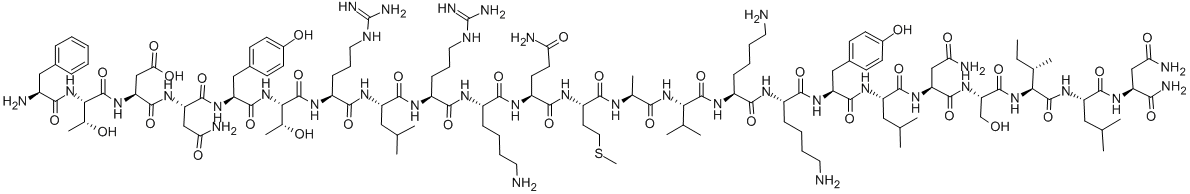 VIP (6-28) (HUMAN, BOVINE, PORCINE, RAT)|PHE-THR-ASP-ASN-TYR-THR-ARG-LEU-ARG-LYS-GLN-MET-ALA-VAL-LYS-LYS-TYR-LEU-ASN-SER-ILE-LEU-ASN-NH2