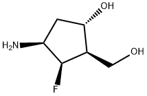 Cyclopentanemethanol, 3-amino-2-fluoro-5-hydroxy-, (1R,2R,3S,5S)- (9CI) Struktur