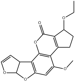 1-Ethoxy-2,3,6a,9a-tetrahydro-4-methoxycyclopenta[c]furo[3',2':4,5]furo[2,3-h][1]benzopyran-11(1H)-one,69831-77-2,结构式