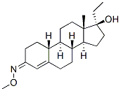 (17S)-17-Hydroxy-19-norpregn-4-en-3-one O-methyl oxime Structure