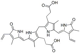 3-[2-[3-(2-Carboxy-ethyl)-4-methyl-5-(3-methyl-5-oxo-4-vinyl-1,5-dihydro-pyrrol-2-ylidenemethyl)-1H-pyrrol-2-ylmethyl]-4-methyl-5-(4-methyl-5-oxo-3-vinyl-1,5-dihydro-pyrrol-2-ylidenemethyl)-1H-pyrrol-3-yl]-propionic acid 化学構造式