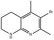 6-ブロモ-5,7-ジメチル-1,2,3,4-テトラヒドロ-1,8-ナフチリジン 化学構造式