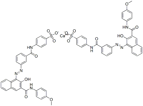 calcium bis[4-[[3-[[2-hydroxy-3-[[(4-methoxyphenyl)amino]carbonyl]-1-naphthyl]azo]benzoyl]amino]benzenesulphonate] Structure