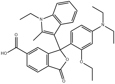 3-[4-(diethylamino)-2-ethoxyphenyl]-3-(1-ethyl-2-methyl-1H-indol-3-yl)-1,3-dihydro-1-oxoisobenzofuran-5-carboxylic acid Struktur