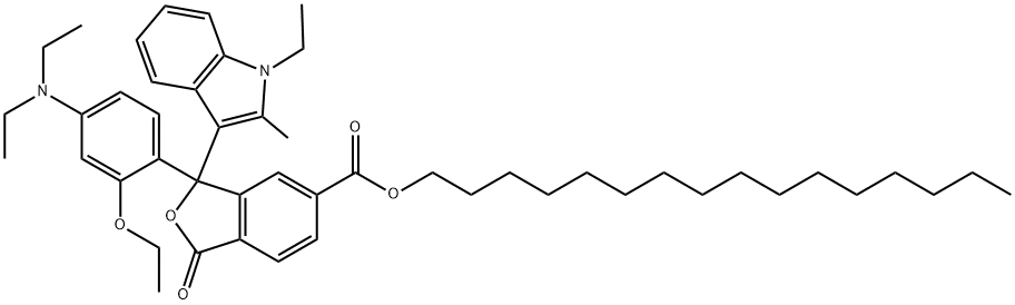 hexadecyl 3-[4-(diethylamino)-2-ethoxyphenyl]-3-(1-ethyl-2-methyl-1H-indol-3-yl)-1,3-dihydro-1-oxoisobenzofuran-5-carboxylate,69898-63-1,结构式