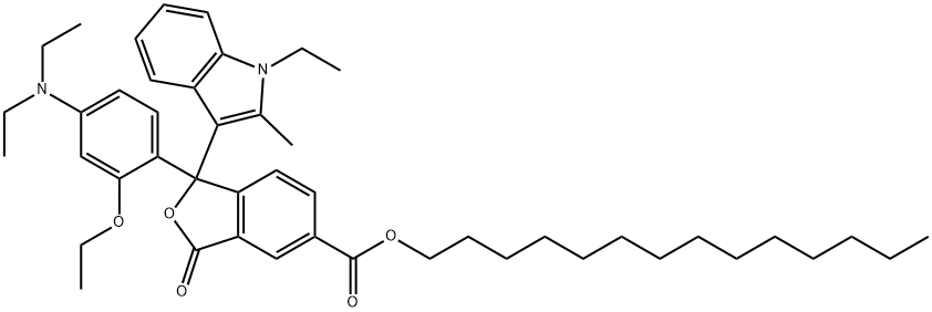 tetradecyl 1-[4-(diethylamino)-2-ethoxyphenyl]-1-(1-ethyl-2-methyl-1H-indol-3-yl)-1,3-dihydro-3-oxoisobenzofuran-5-carboxylate,69898-64-2,结构式