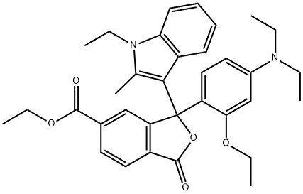 ethyl 3-[4-(diethylamino)-2-ethoxyphenyl]-3-(1-ethyl-2-methyl-1H-indol-3-yl)-1,3-dihydro-1-oxoisobenzofuran-5-carboxylate,69898-66-4,结构式