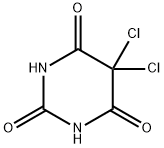 5,5-ジクロロ-2,4,6(1H,3H,5H)-ピリミジントリオン 化学構造式