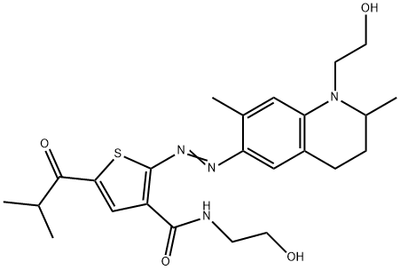 N-(2-Hydroxyethyl)-5-(2-methyl-1-oxopropyl)-2-[[[1,2,3,4-tetrahydro-1-(2-hydroxyethyl)-2,7-dimethylquinolin]-6-yl]azo]-3-thiophenecarboxamide Struktur