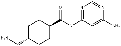 Cyclohexanecarboxamide, 4-(aminomethyl)-N-(6-amino-4-pyrimidinyl)-, trans- Structure
