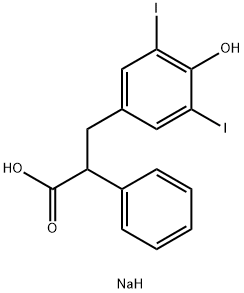 SODIUM,3-(4-HYDROXY-3,5-DIIODOPHENYL)-2-PHENYLPROPANOATE	,7009-60-1,结构式