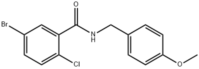5-ブロモ-2-クロロ-N-(4-メトキシベンジル)ベンズアミド 化学構造式