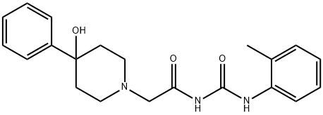 1-[(4-ヒドロキシ-4-フェニルピペリジノ)アセチル]-3-(o-トリル)尿素 化学構造式