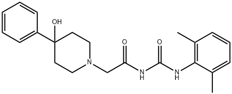 3-(2,6-Dimethylphenyl)-1-[(4-hydroxy-4-phenylpiperidino)acetyl]urea 结构式