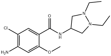 4-アミノ-5-クロロ-N-(1,2-ジエチル-4-ピラゾリジニル)-2-メトキシベンズアミド 化学構造式