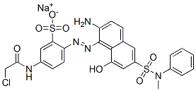 sodium 2-[[2-amino-8-hydroxy-6-[(methylanilino)sulphonyl]-1-naphthyl]azo]-5-(chloroacetamido)benzenesulphonate Structure