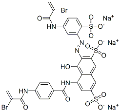 5-[4-(2-ブロモ-1-オキソ-2-プロペニルアミノ)ベンゾイルアミノ]-3-[5-(2-ブロモ-1-オキソ-2-プロペニルアミノ)-2-(ソジオスルホ)フェニルアゾ]-4-ヒドロキシ-2,7-ナフタレンジスルホン酸ジナトリウム 化学構造式