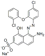6-アミノ-5-[4-クロロ-2-(2-クロロフェノキシ)フェニルアゾ]-4-ヒドロキシ-2-ナフタレンスルホン酸ナトリウム 化学構造式