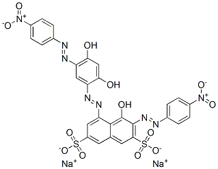 disodium 5-[[2,4-dihydroxy-5-[(4-nitrophenyl)azo]phenyl]azo]-4-hydroxy-3-[(4-nitrophenyl)azo]naphthalene-2,7-disulphonate Structure