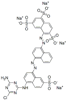 tetrasodium 5-[[4-[[4-[(4-amino-6-chloro-1,3,5-triazin-2-yl)amino]-7-sulphonato-1-naphthyl]azo]-1-naphthyl]azo]naphthalene-1,3,6-trisulphonate  Struktur